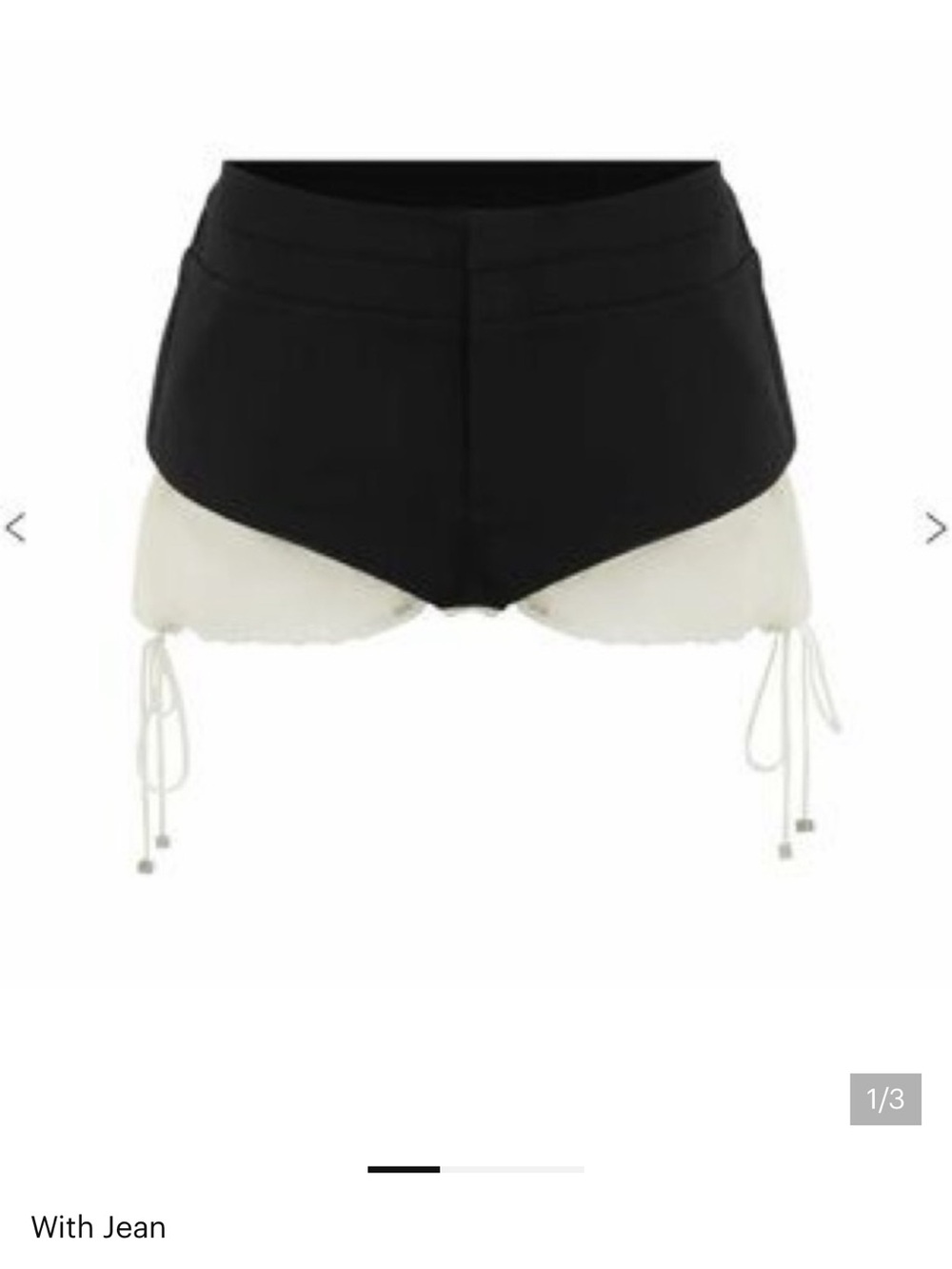 With Jean Black Mini Shorts with Ivory Lining size XS